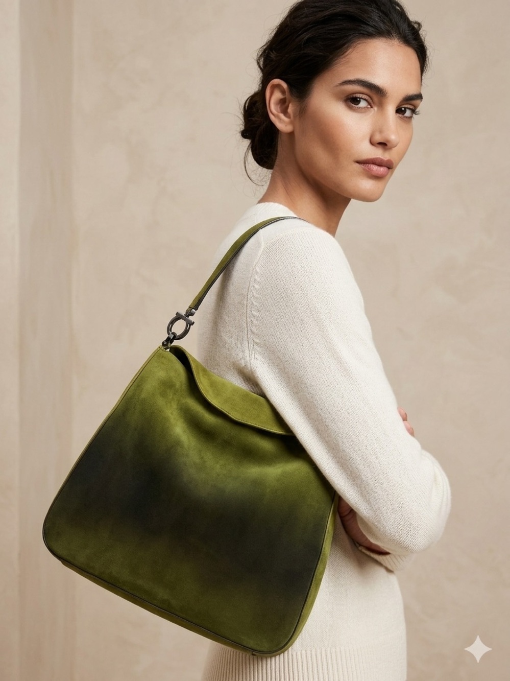 Salvatore Ferragamo Archival Ombré Suede Gancini Hobo - Picture 3 of 11